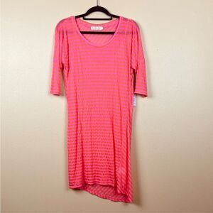New Velvet By Graham & Spencer Cover Up Stripe Pink Orange Size S NWT